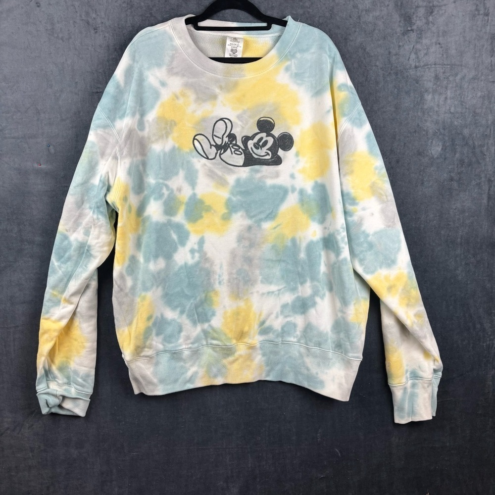 Disney Tie-Dye Mickey Sweatshirt - Blue, Yellow, White Sz Large